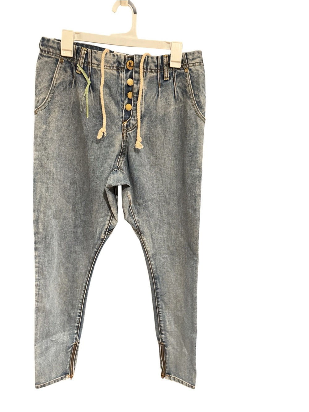 One Teaspoon Light Blue Cropped Jeans with Drawstring
